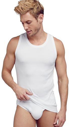 Jockey Luxury Cotton A-Shirt - Unterhemd Herren Tanktop aus 100% Baumwolle| atmungsaktives Funktionsunterhemd | ärmelloses Unterziehhemd | figurbetonte Passform ohne verrutschen, in Weiß