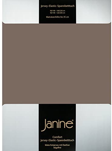 Janine Spannbettlaken Elastic - extra weiches und elastisches Spannbetttuch - für Matratzen 90x190cm bis 120x200cm Cappuccino