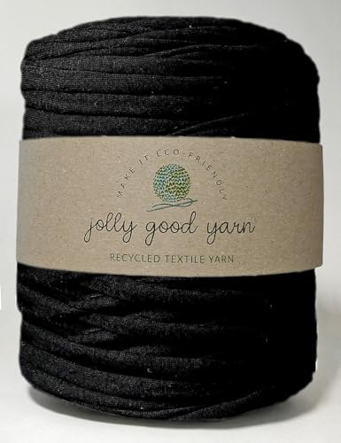 Jolly Good Yarn Recycled Chunky Cotton T-Shirt Yarn for Crochet, Macrame, Loom Knitting - Black 800g / 100m