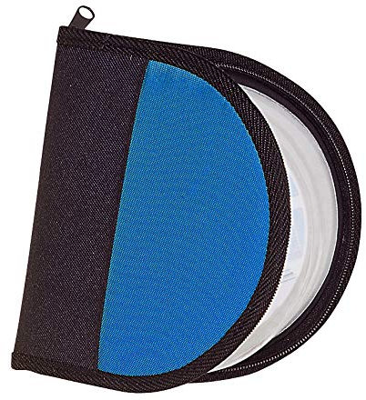 Alevar Custodia Porta CD da 12 Posti, Organizer Portatile in Tessuto con Chiusura a Cerniera per CD DVD e Blu-ray, Formato 16x17x2,5 cm, Colore Blu, Confezione da 1 Pezzo