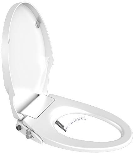 Toilet Seats Bidet with Self Cleaning Dual Nozzles Non Electric Separated Rear & Feminine Cleaning Natural Water Spray, Soft Closed Toilet Seat Combined Toilet Bidet,Easy DIY Installation (Round O)