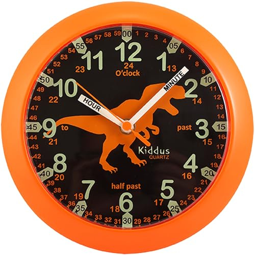 Kiddus Horloge Murale Enfant pour Apprendre l'Heure, Horloge Apprentissage Grande 30cm avec Aiguilles Inscrites Heure et Minute, Décoration Chambre Fille et Garçon, Silencieuse, Chiffres Colorés