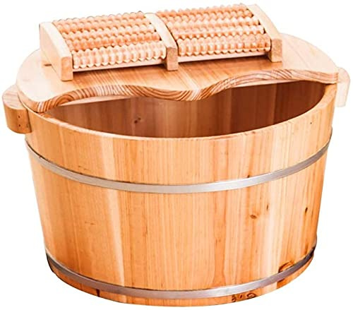 Foot Bath Spa Bucket Bucket Feet Foot Tub Pedicure Basin Wood Foot Basin Wooden Sauna Bucket with Lid & for Women Men Elderly Muscle Pain Soreness Relief Wooden Foot Spa Basin Massage Household