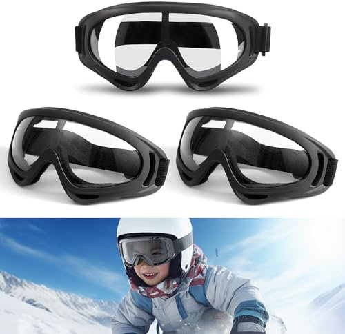 YANGUN 3er Pack Schutzbrille Kinder, Schutzbrillen Arbeit, Schutzbrille Kinder Motorradbrille, Kinder Schutzbrille, Perfekt für Labor, Radfahren, Skifahren, Bergsteigen