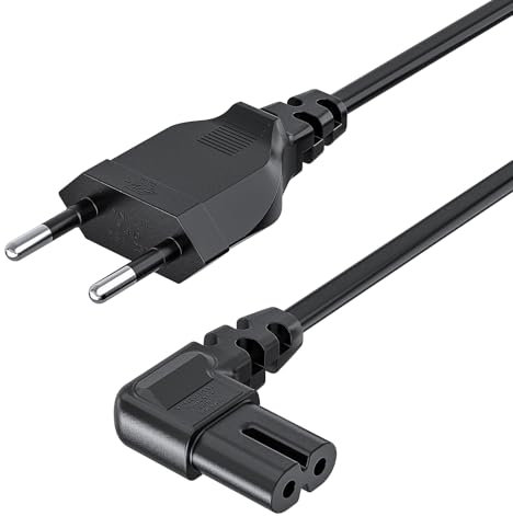 GlasFlength Cavo di Alimentazione, 3M Cavo Alimentazione Euro 2 PIN Spina C7 Power Cable Cav o di Rete per Piccoli Dispositivi Euro 8 TV Lettori Blu-Ray DVD Ricevitori Elettrodomestici Nero
