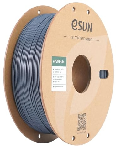 eSUN PETG Basic Filament 1.75mm Grå 1KG | Starkt och kemiskt beständigt material. Noggrannhet +/- 0.03mm. Idealisk för funktionella och hållbara 3D-utskrifter.