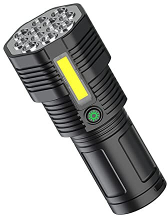 BYDPBS Torcia Super Luminosa. 12 LED Impermeabile USB Smart Ricarica Rapida Torcia A Luce Forte con Luce Laterale. Campeggio All'aperto, Escursionismo