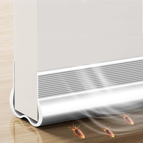Cotensta 93cm Blanc Calfeutrer Bas de Porte, Silicone Bande D'étanchéité Pas Besoin de Coller, Isolation Phonique, Boudin de Porte Anti Courant D'air Calfeutrer Seuil