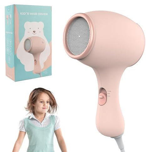 YANGUN Kids Hair Dryer, Hair Dryer Travel, Hairdryers for Kids, Small Lightweight Blow Dryer, Portable Mini Baby Blow Dryer, 550W Compact Hairdrye with DIY Stickers Gift for Girl, Boy, Baby (Pink)