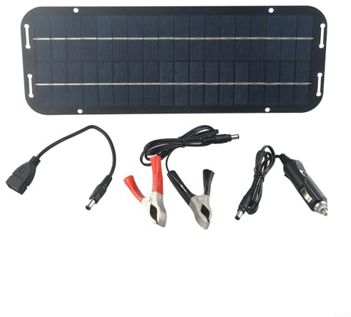 60W 12 V Solar Car Battery Trickle Charger,Car Battery Maintainer,60W Portable Amorphous Solar Panel Power Backup Kit with Clip For Car RV Caravan Van Boat