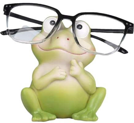 Huxibai Soporte para gafas con de rana, figura decorativa de animales para guardar gafas como objeto decorativo para salón, dormitorio, mesita de noche o escritorio