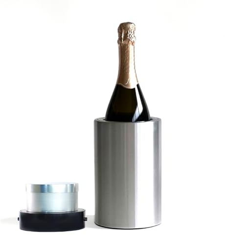 Coolenator Wine Bottle Cooler in Silver - Reusable Ice-Free Drinks Chiller Keeps Wine Cold for Up to 6 Hours with Freezer Bullet - Suitable for 750ml Bottles of Wine, Prosecco & Champagne