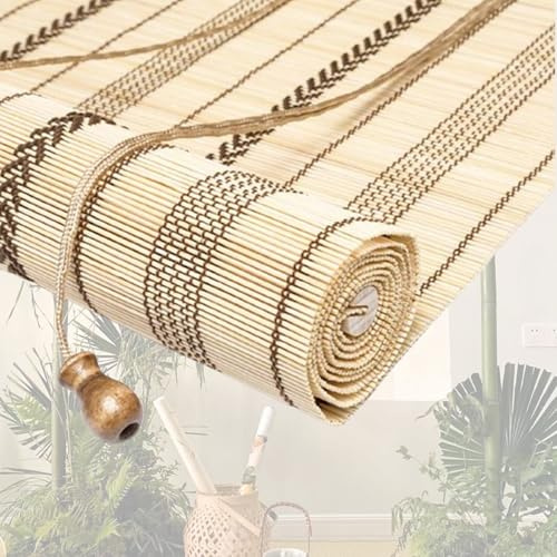 Tenda avvolgibile in bambù naturale per esterni, tenda filtrante per la luce, rotolo per la privacy, per decorazione da parete, tende laterali regolabili per patio e porte