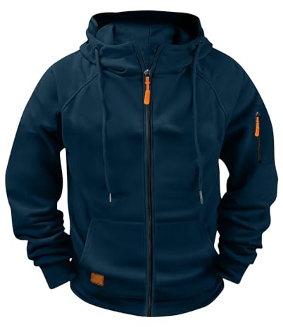 Sweat à Capuche Homme avec Demi Fermeture éclair, Grandes Tailles, Pulls Chaud Décontracté Confortable, Pull de Travail Quotidien, Veste de survêtement d'extérieur, Sweatshirt Multi-Poches