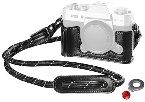 SMALLRIG X-T30 III Halvläderväska med axelrem för FUJIFILM X-T30 / X-T30 II/X-T30 III, Kameraväska i retrostil med aluminiumram och avtryckarknappslock, svart - 5669