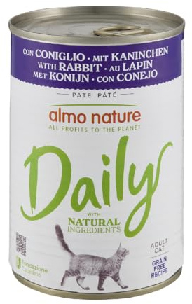 Almo Nature Daily - Nassfutter für Erwachsene Katzen - Mousse - Kaninchen - 85 g, Packung mit 24