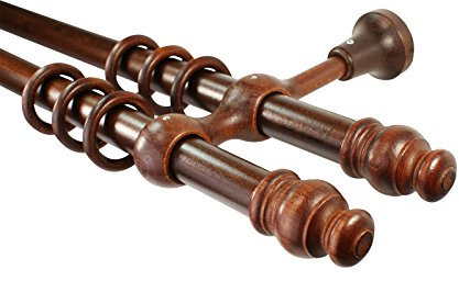 Gardinenstangen 2-läufig Holz Farbe Nußbaum mit 28 mm Durchmesser, 200 cm