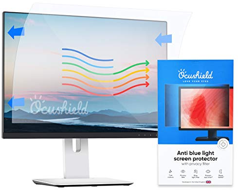 Ocushield Blue Light Privacy Screen Filter, 21 inch (16:9) | Fits 477 x 268 mm screens. Anti-glare, easy install, anti-fingerprint. Reduces eye fatigue. For laptops & monitors.