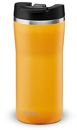 Aladdin Barista Mocca Thermavac Leak-Lock Edelstahl Thermobecher 0.35L Sun Yellow - Auslaufsicherer Becher - Kaffeebecher To Go Thermo - Hält 3 Stunden Heiß - BPA-Frei - Spülmaschinenfest