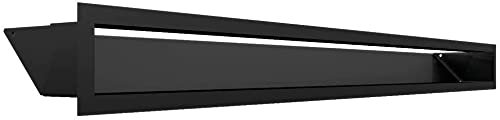 KRATKI Lüftungsgitter Luft – Warmluftgitter 9 x 100 cm Schwarz, hitzebeständiges Abluftgitter für Kamin, Luftauslass 45° Neigung, optimale Belüftung - modernes Design für Innenräume