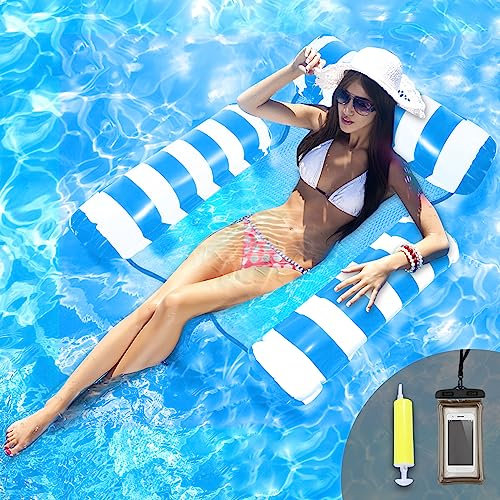 Pool Sitz Schwimmende Hängematte, WasserhängematteSpielzeuge Luftmatratze Pool Sessel Wassersitz Poolhängematten Liegematte für Erwachsene (Blau)