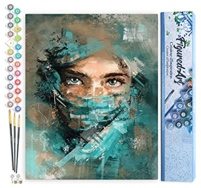 Figured'Art Peinture par Numéro Adulte Regard envoutant - Activité Manuelle Kit de Loisir Créatif DIY Numéro d'Art Complet - 40x50cm sans châssis en bois