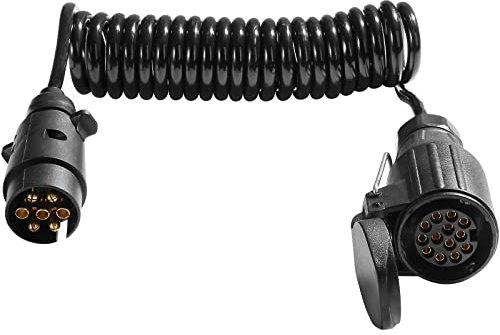 SPARKMOTO Cavo Adattatore rimorchio con Spina 7 Poli su Presa 13 Poli,Cavo di prolunga Rimorchio 7 Poli,12V 2.8m Cavo Spirale Rimorchio,Spirale Cavo Adattatore per Rimorchio Roulotte Trattori Camion