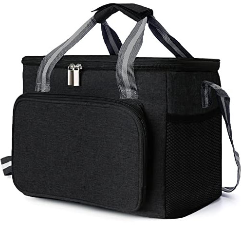 Kühltasche 15L, Kühltasche Klein Faltbar, Lunchtasche Herren Damen, Thermotasche für Büro Camping Picknick Reisen, Schwarz