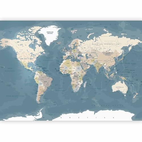 murando - Premium Photo Wallpaper World map 250x175 cm / 99x69 - Non-Woven Premium Art Print Fleece Wall Mural Decoration Poster Picture Design Modern - Continent Map k-B-0063-a-a