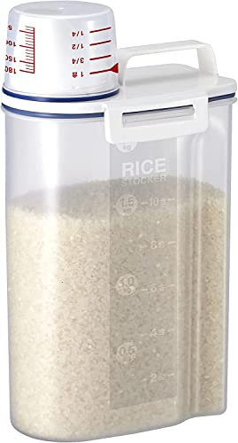 Taylor & Brown Rice Storage Container 3L - Airtight Food Storage Container with Measuring Cup, BPA Free Plastic Portable Cereal Container for Kitchen - Storage Bin for Beans, Flour, Pet Food