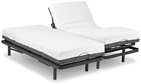 Ferlex - Lattenrost 180x200 elektrisch verstellbar mit orthopädischer viskoelastischer Matratze Elion | Zwei Separate Betten | Drahtlose Fernbedienung