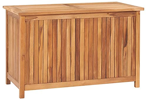 Festnight Baule da Giardino, Baule da Esterno, Baule da Giardino per Esterno, Contenitore da Esterno, 90x50x58 cm in Legno Massello di Teak