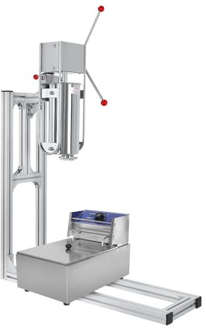 Generic Churros - Máquina para hacer donuts (5 L, acero inoxidable, con 4 boquillas y freidora de 6 L)