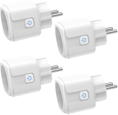 Prise Connectée WiFi, 4 Pièces Prise Intelligente 16A 3680W, Prise WiFi avec Mesure de Consommation Électrique, Contrôle à Distance, Commande Vocale, Compatible avec Alexa & Google - pour la France