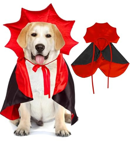 Mantello per costumi di Halloween per cani e gatti, costumi di Halloween Mantello da vampiro per animali domestici, Mantello da vampiro con ali pipistrello melone Costumi cosplay animali domestici (M)
