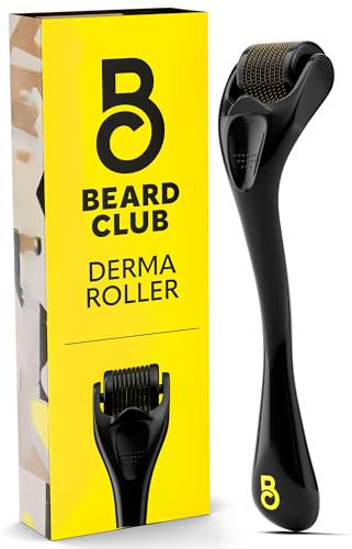 The Beard Club Derma Roller for Face, Body and Scalp - Microneedling for Men and Women with 540 Titanium Microneedles - Beard Roller & Micro Needling Scalp Hair - Black
