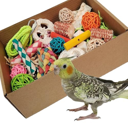 bird toys，Colorful Parrot Foraging and Tearing Toy Box - Suitable for chewing and foraging of long tailed parrots, Quaker parrots，cockatoos, Sun Conure， and other small and medium-sized parrots