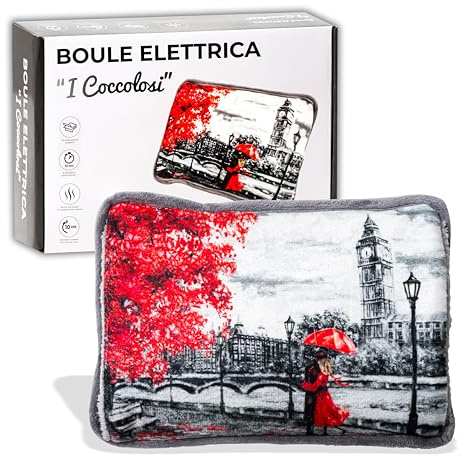 IPEA Borsa Acqua Calda Elettrica con Tasche in Peluche per Scaldare le Mani - Riduce Dolori Muscolari, Dorsali e Mestruali - Boule Scaldamani e Scaldapiedi - Scaldino - Fantasia Londra