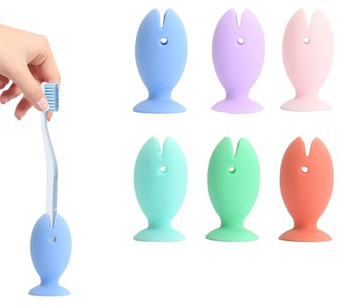 Toothbrush Holder Suction Cup, Pack of 6 Toothbrush Protective Caps, Practical Bathroom Toothbrush Holder, Non-slip and Space-saving, Ideal for Travel