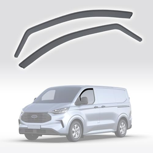 Modifycar - Lot de 2 déflecteurs de fenêtre avant de voiture compatibles avec Ford Transit Custom | depuis 2024+ | Couleur fumée foncée