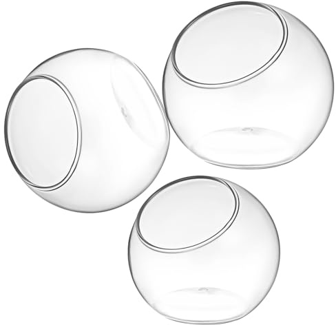 Toyvian 3 pièces Conteneurs Terrarium Verre Transparent pour Plantes Air Bols Vases Décoratifs pour et Jardins Accessoires de Bureau et Maison