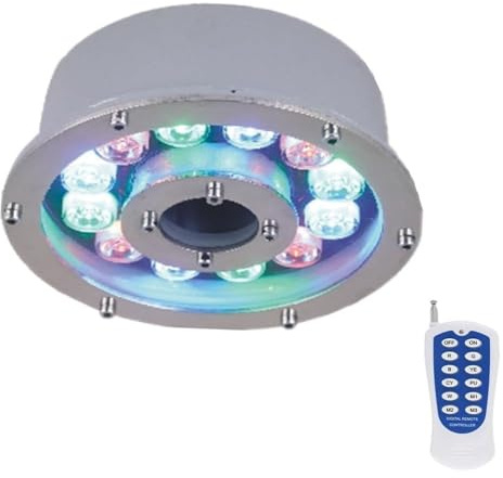 GUODDM Luce LED per Fontana Sommergibile - Lampada Subacquea per Piscina, Faretto RGB CA 12/24 V, con Telecomando, Illuminazione per Laghetto con Foro Centrale Ad Anello Impermeabile IP68(24w(24v))