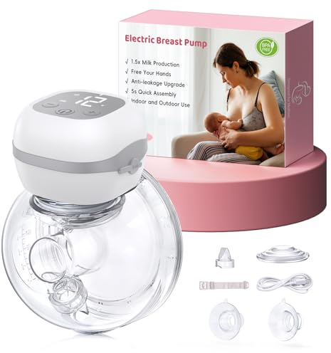 Haokoo Tire Lait Electrique Main Libre – Portable, Silencieux, 3 Modes & 12 Niveaux, Sans BPA, Anti-Reflux, Mémoire Intelligente, Écran LCD, Brides 21/24 mm