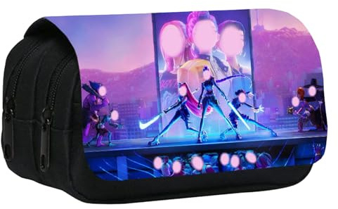 MLPKOI Estuche Escolar Tres Compartimentos con Solapa, Escolar Niños Estuche para Lápices de Gran Capacidad Organizador, Huntrix Estuche para lápices para Fans de KPOP, para Artículos Oficina