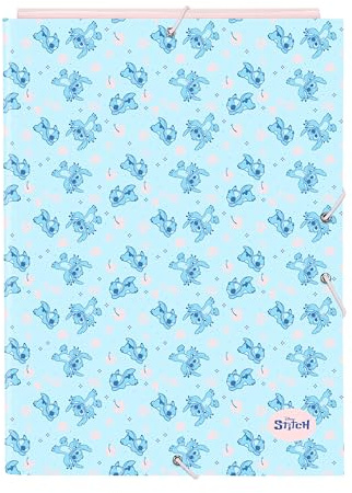 STITCH OHANA - Carpeta Folio con 3 Solapas, Ideal para Niños de Diferentes Edades, Cómoda y Versátil, Calidad y Resistencia, 26x36.5 cm
