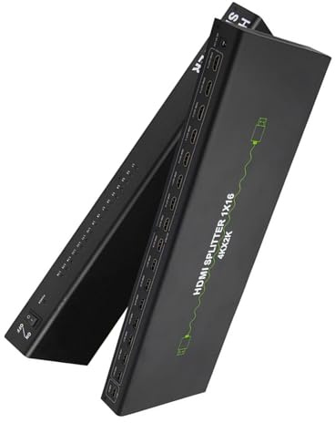 GUODDM HDMI-splitter/delad skärm - 2/4/8/10/16 portar HDMI-splitter/duplicator/TV-distributör, stöder 4K/5MP/1080P 3D för PS4 PS3 Fire Stick Blue Ray TV HDTV-adapter ingår(16 portar)