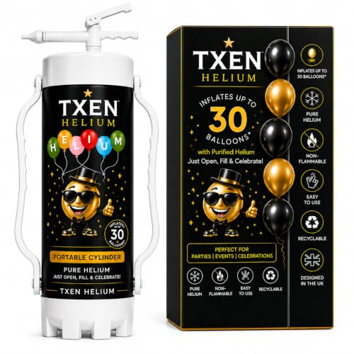 TXEN Helium Canister for Balloons | Disposable Helium Gas Tank Easy-Control Balloon Inflator for Birthdays, Weddings | Baby Showers & Events (30 Balloons)