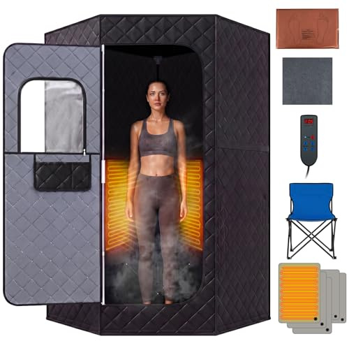 COSTWAY Tienda para Sauna de Infrarrojos con Silla Plegable