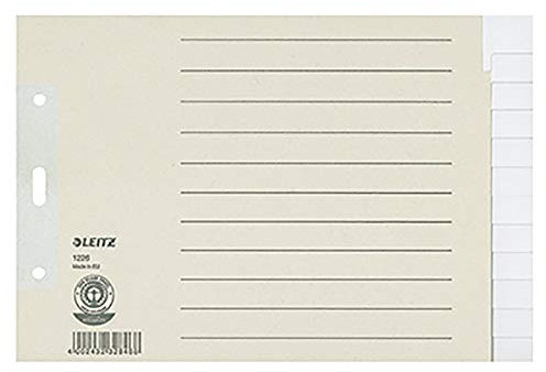 Leitz 1226 Register DIN A5 quer, Überbreite blanko Tauenpapier Grau 12 Registerblätter 12260085