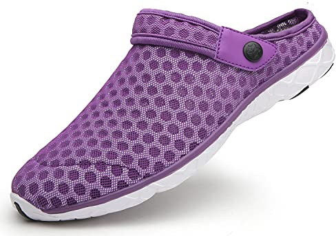 Eagsouni Mens Womens Breathable Mesh Slippers Beach Sandals Garden Clogs Hollow Out Outdoor Sports Casual Summer Shoes Flip Flops, 7.5 UK, E Purple